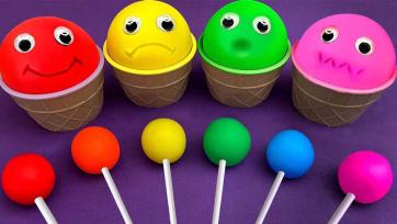 Colorful Playdough Cups and Lollipops - Fun Color Learning for Kids