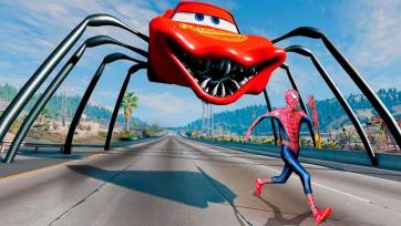 Superhero Speed Race vs Giant Spider Car - Epic Highway Run for Kids